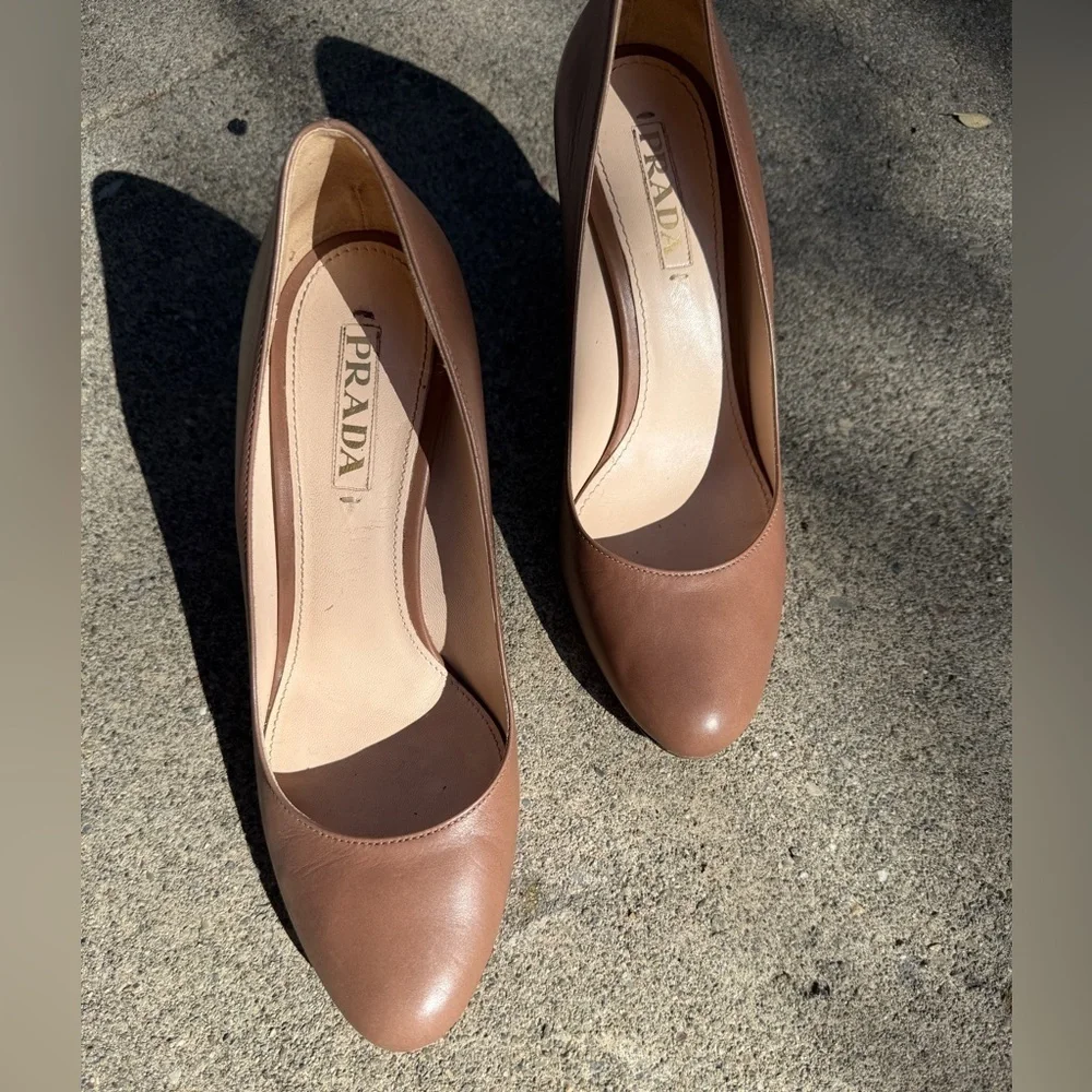 Prada mocha heels.